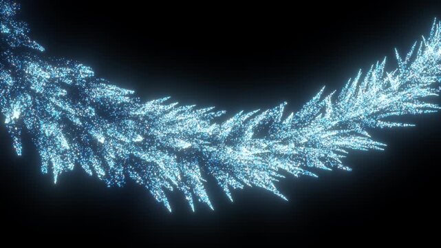 4K Blue particles and sparkles. Christmas glitters. Bokeh lights. 3D glowing dust trail. Logo revealer. Intro animation. Isolated on black.