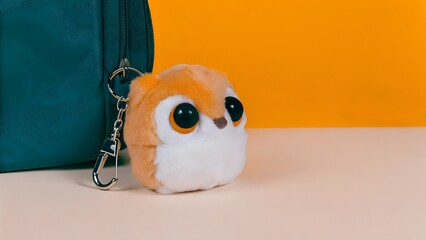 Cute Orange Owl Plush Keychain On Teal Backpack — Adorable Travel Accessory For Kids Everyday