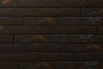 Fototapeta premium 3d dark wood wall planks Background. rustic interior concept. charred timber, blackened oak, rich grain for product mockup isolated background. 3d render.