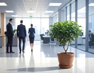 Modern office interior with a refreshing touch of greenery