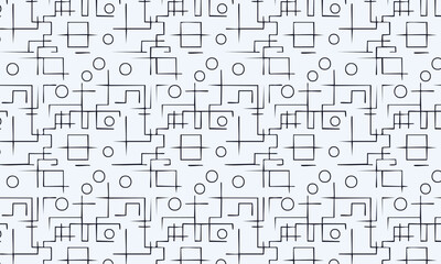 Abstract Technical Geometric Seamless Pattern with Circuit Lines