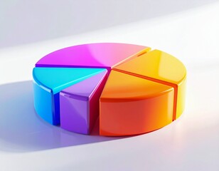 Obraz premium Vibrant 3D Pie Chart Visualizing Business Data Segments and Proportions for Strategic Analysis