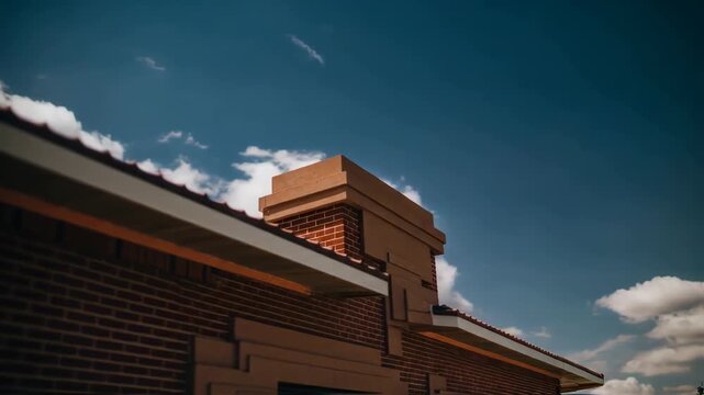 Sunlit Rooftop with Cloudy Sky