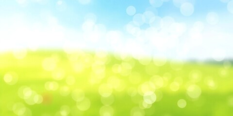 Obraz premium Soft focus green meadow with bright blue sky and sun flares