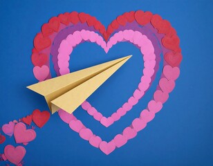 Paper airplane in a heart of hearts