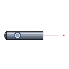 A sleek, modern laser pointer emitting a thin red beam and a small red dot at its end, against a white background.