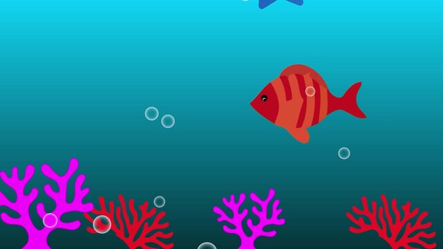 Vibrant underwater scene with orange fish and colorful coral reefs