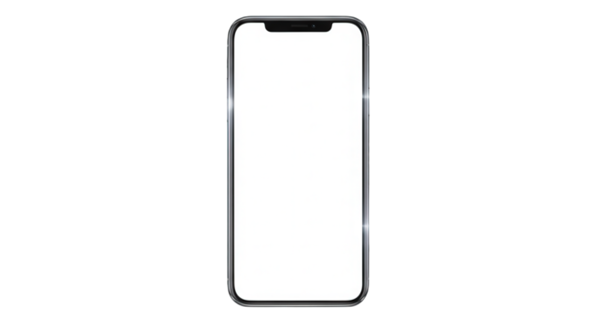 Modern smartphone with blank screen isolated on transparent background