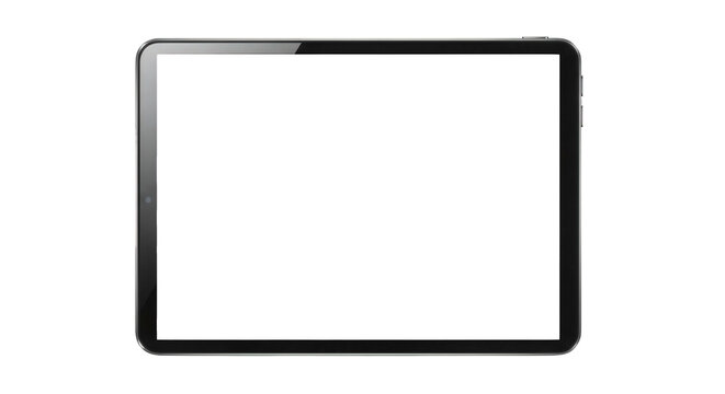 Modern tablet computer with blank white screen isolated on transparent background