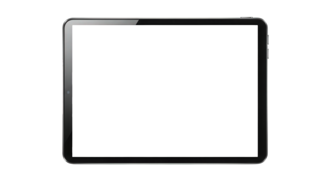 Modern tablet computer with blank white screen isolated on transparent background