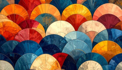 Colorful, layered, abstract mosaic