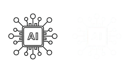Artificial intelligence chip icon isolated on transparent background