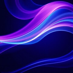 Vibrant abstract flowing waves of purple and blue light on a dark background