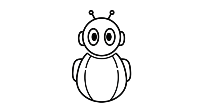 Simple cartoon robot drawing isolated on transparent background