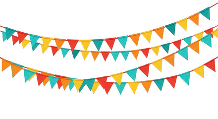 Obraz premium Colorful party bunting flags isolated on transparent background