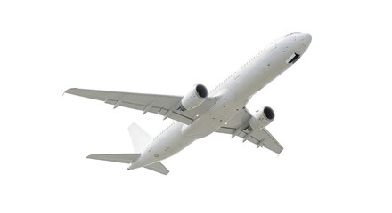 Obraz premium White passenger airplane taking off isolated on transparent background