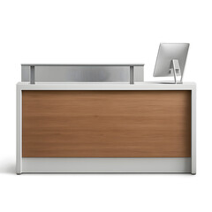 modern reception desk wood white counter with monitor office furniture
