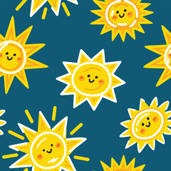 Cute Sun Seamless Pattern for Poster, Card, and Wall Art, books, notes, t-shirt 