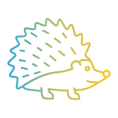 Cute autum line icon of a hedgehog on white background, a simple illustration