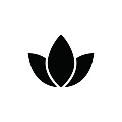 Black silhouette of a lotus flower, representing peace, purity, and enlightenment, perfect for yoga studios, wellness centers, and spiritual branding