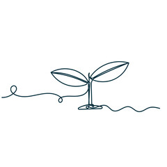 Single continuous line art growing sprout handdrawn doodle style