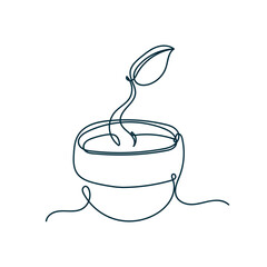 Single continuous line art growing sprout handdrawn doodle style