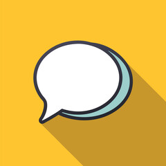 Flat outline chat balloon with shadow.