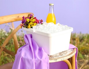 Iced beverage cooler with flowers
