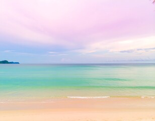 Pastel beach scene with soft clouds