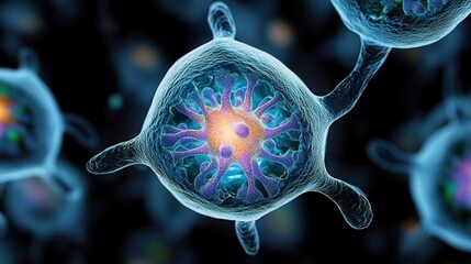 Highly detailed microscopic view of neurons with glowing synapses and interconnected dendrites in a dark background conveying complexity and connectivity