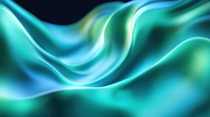 Fototapeta premium Smooth flowing abstract waves in shades of blue and green creating a fluid and serene visual effect