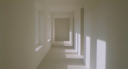 Obraz premium Long hallway with natural light.