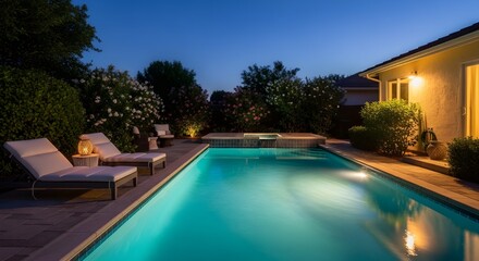 swimming pool at night