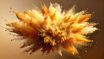 A vibrant explosion of golden powder