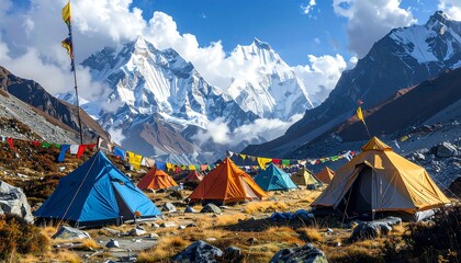 Colorful tents at base camp