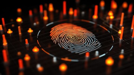 Abstract Digital Fingerprint Composition with Colorful Data Bars Representing Security and Technology Concepts in a Modern Digital Environment