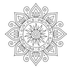 Mandala Vorlage zum ausmalen. Vektor Mandala Grafik umriss Kontur f&uuml;r therapeutisches Malen f&uuml;r psychische Ruhe und Meditation	