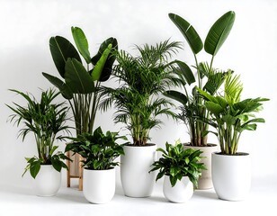 Indoor plants in white pots