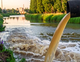 Industrial discharge contaminating a river