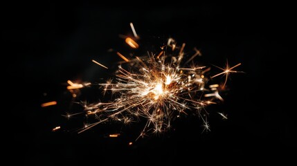 Bright Sparkler Firework with Glowing Sparks against a Dark Background Creating a Festive Atmosphere with Vibrant Light Display