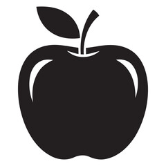 Black Silhouette Apple Icon Isolated on White Background – Minimal Vector Design