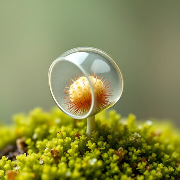 Sporophyte Capsule of Funaria Moss with Operculum Illustration