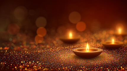 Diwali festival celebration with diya oil lamps and bokeh lights background wallpaper hd