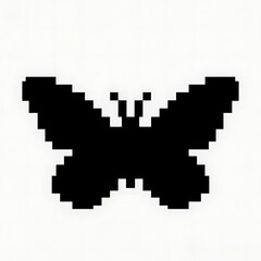 Obraz premium Flat black and white pixel art silhouette of a butterfly