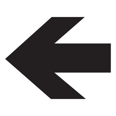 Flat Design Black Left Arrow Icon Isolated – Vector Symbol for Backward Movement and User Interface