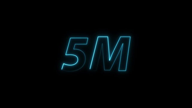 Neon 5M Followers Counter Animation | Social Media Milestone Celebration | Glowing Neon Number Counter 4K