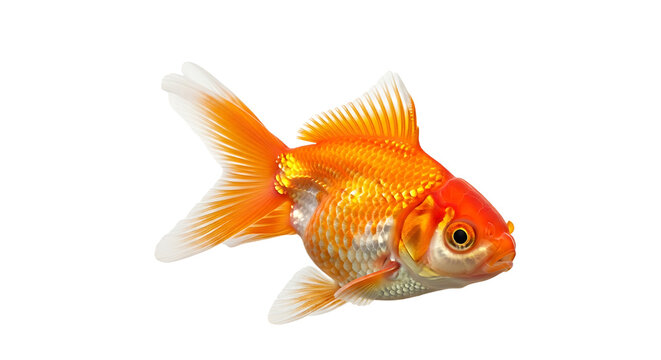Oranda Goldfish Isolated on White Background for Creative Design