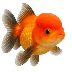 Oranda Goldfish Isolated on White Background for Creative Design