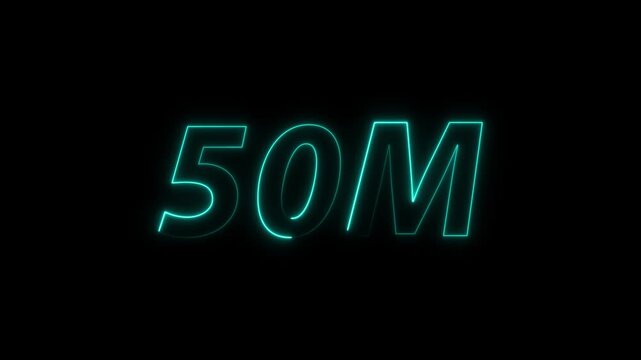 Neon 50M Followers Counter Animation | Social Media Milestone Celebration | Glowing Neon Number Counter 4K