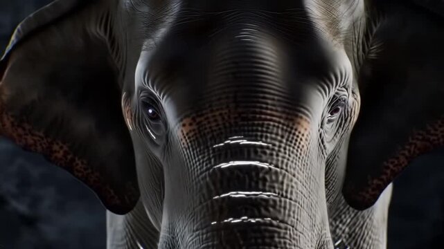 Close-up portrait showcasing the majestic presence and intricate details of an elephant